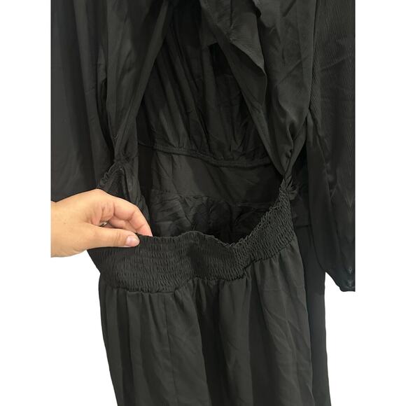 Dokotoo Womens Black Solid A-Line Dress Size 2XL Square Neck Tie Back Ruffle - Picture 6 of 11